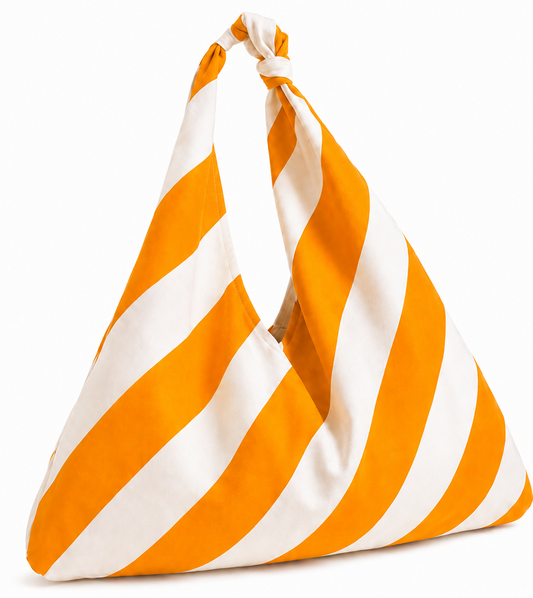 Borsa Modello Jacqueline Righe Bianco/Arancione