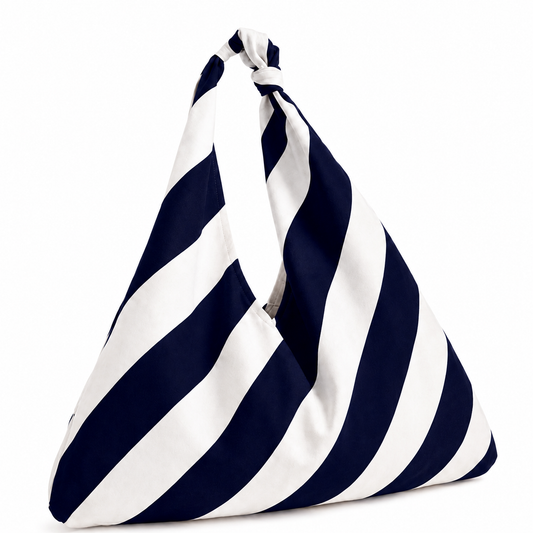 Borsa Modello Jacqueline Righe Bianco/Blu Notte