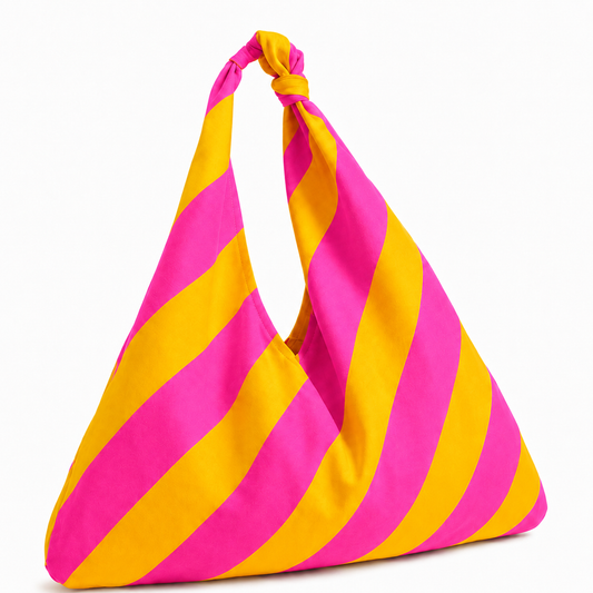 Borsa Modello Jacqueline Righe Arancio/Fucsia