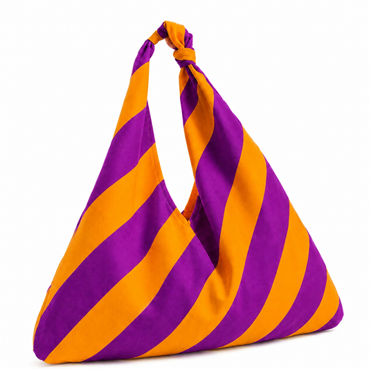 Borsa Modello Jacqueline Righe Arancione/Prugna