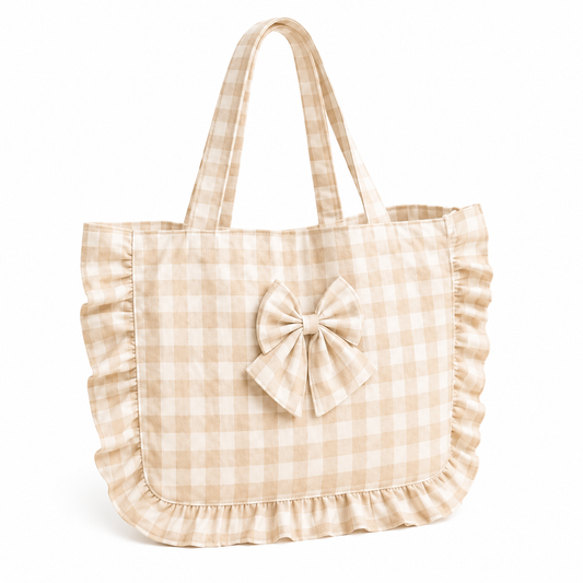 Borsa Modello Riviera A Quadretti Beige