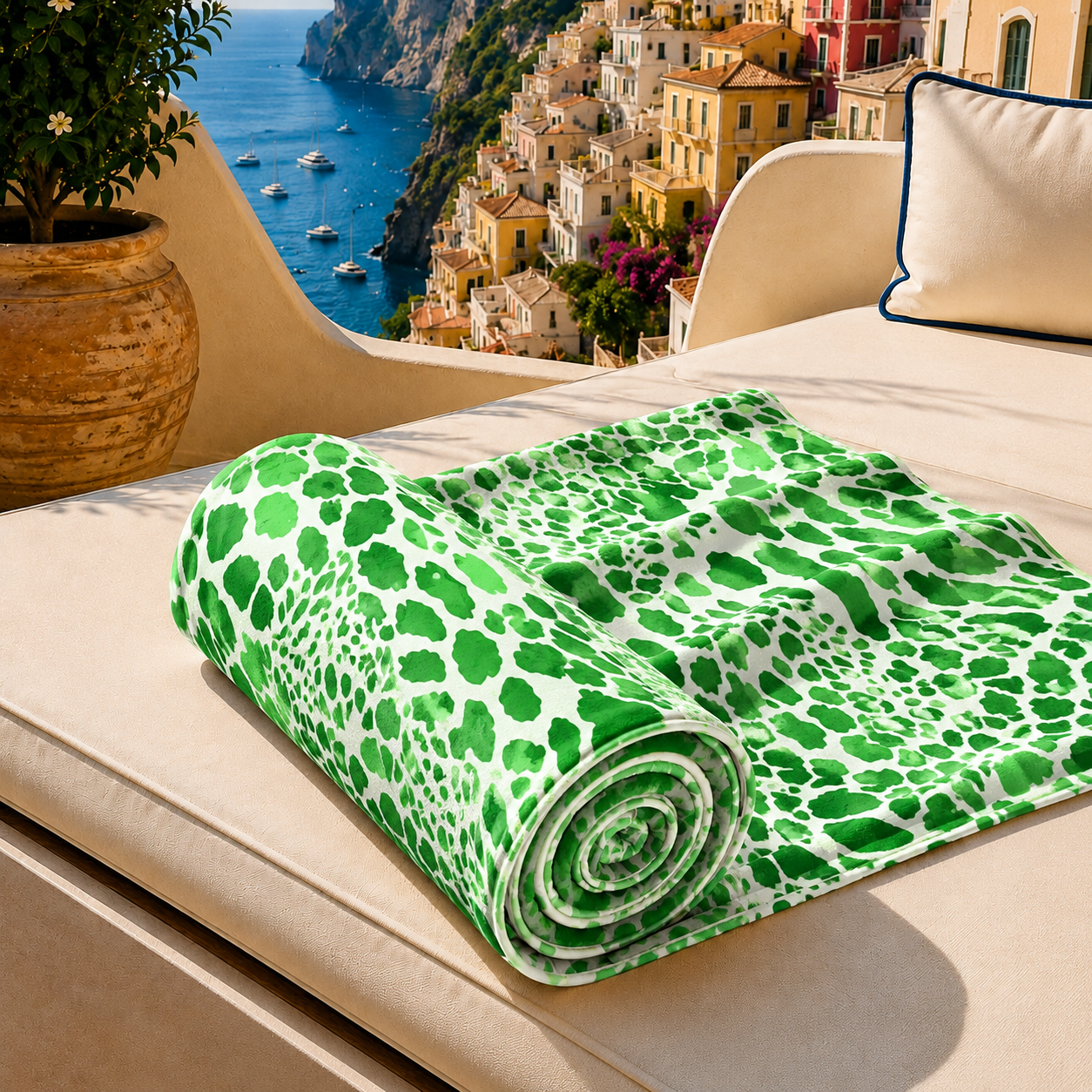 Telo Mare Microfibra, Asciugamano Mare, Telo per Lettino Cobra Verde