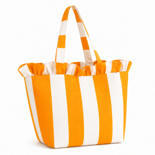 Borsa Modello Diora Righe Bianco/Arancione