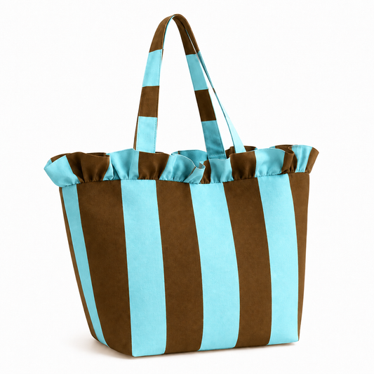 Borsa Modello Diora Righe Marrone/Celeste