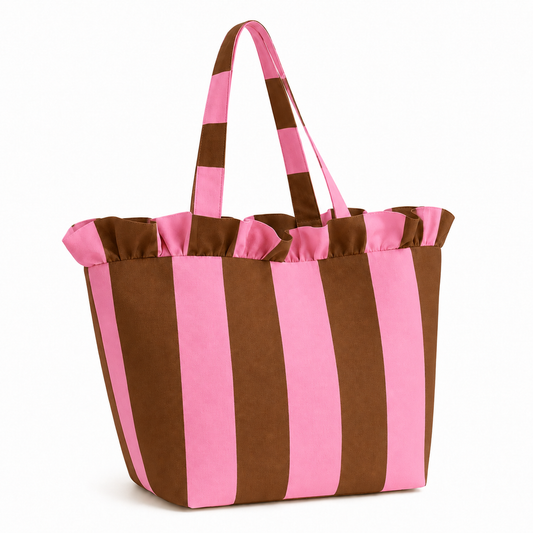 Borsa Modello Diora Righe Marrone/Rosa