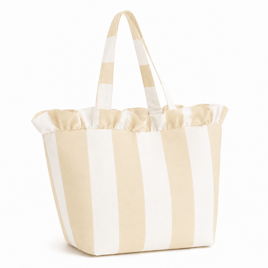 Borsa Modello Diora Righe Bianco/Beige