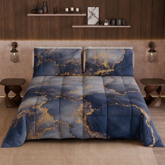 Piumone, Trapunta Matrimoniale, Singola, Piazza e Mezza, Marble 08 Blu
