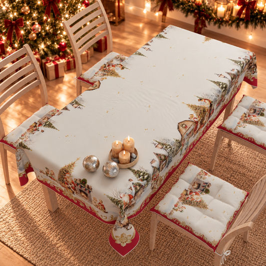 Tovaglia Natalizia, Tovaglia da tavola Antimacchia, Copritavolo da Cucina Vintage Xmas