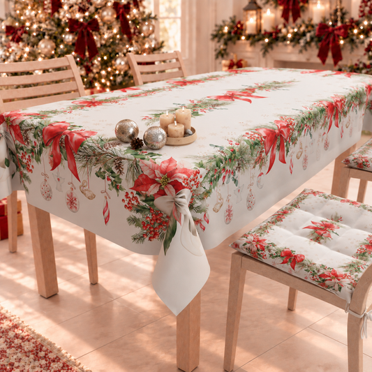 Tovaglia Natalizia, Tovaglia da tavola Antimacchia, Copritavolo da Cucina Ghirlanda Natale