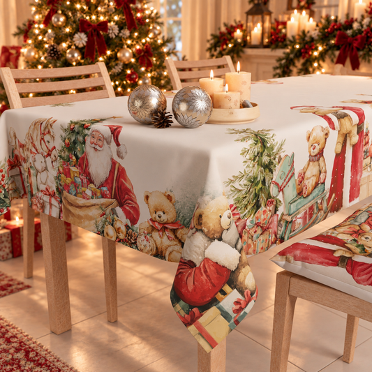 Tovaglia Natalizia, Tovaglia da tavola Antimacchia, Copritavolo da Cucina Sweet Santa