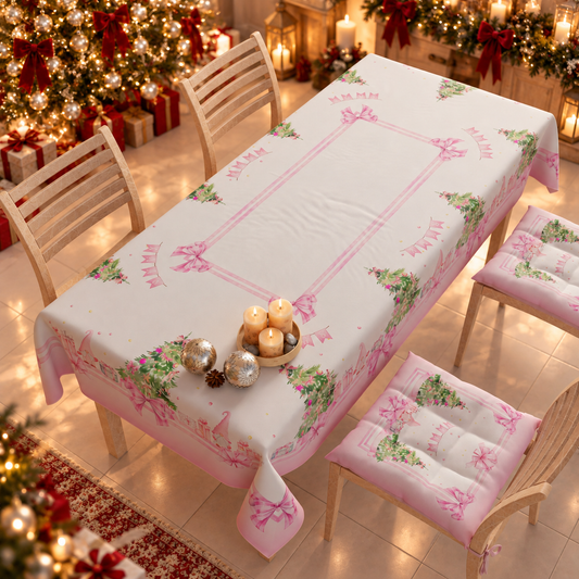 Nappe de Noël, nappe de table anti-taches, protection de table de cuisine Gnome Rose