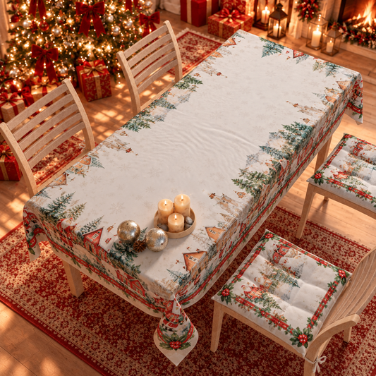 Nappe de Noël, Nappe de table anti-taches, Protection de table de cuisine Xmas Terre du Père Noël