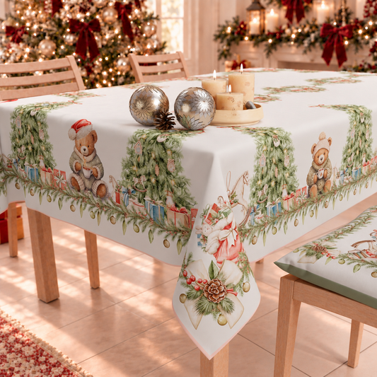 Nappe de Noël, Nappe de table anti-taches, Protection de table de cuisine Xmas Ours