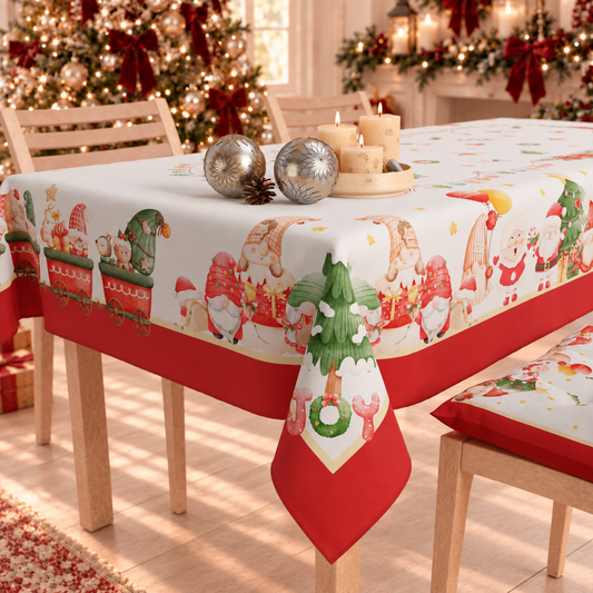 Nappe de Noël, nappe de table anti-taches, protection de table de cuisine Gnome