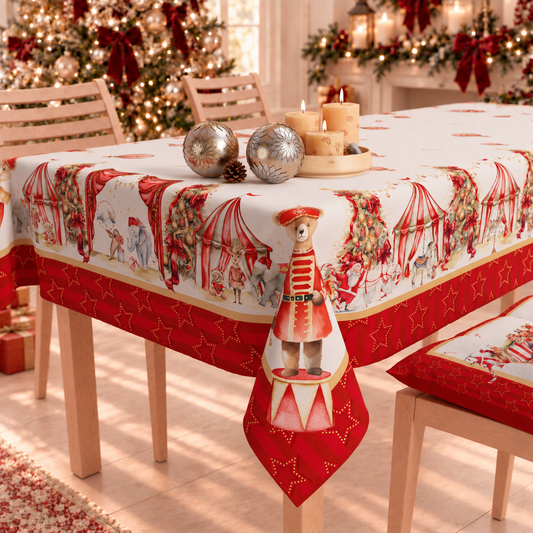 Nappe de Noël, Nappe de Table Anti-taches, Housse de Table de Cuisine Cirque