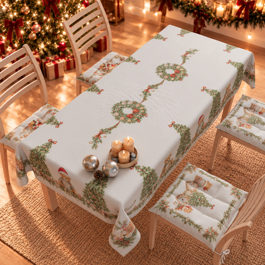 Nappe de Noël, Nappe de table anti-taches, Protection de table de cuisine Xmas Ours