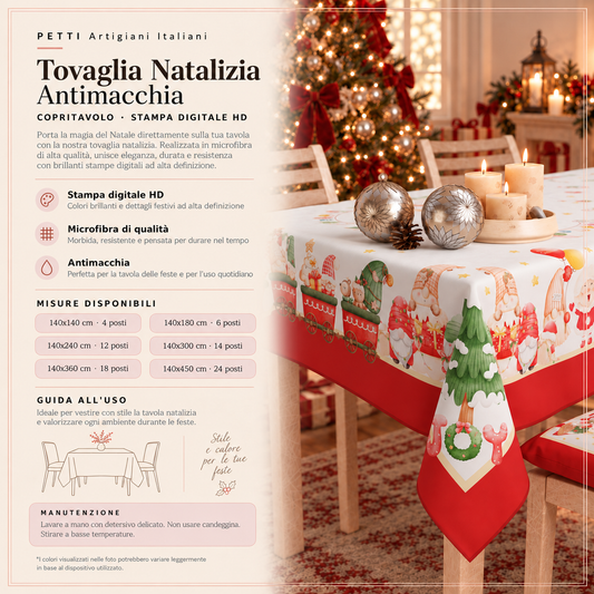 Nappe de Noël, nappe de table anti-taches, protection de table de cuisine Gnome