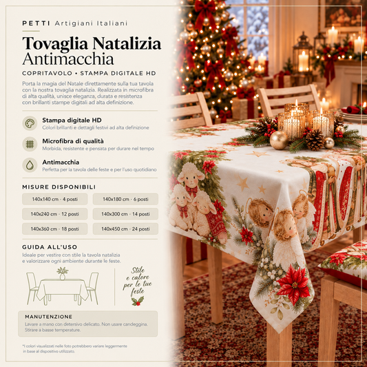 Tovaglia Natalizia, Tovaglia da tavola Antimacchia, Copritavolo da Cucina Jesus 02