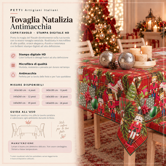 Christmas tablecloth, Stain-resistant tablecloth, Soldatini kitchen tablecloth
