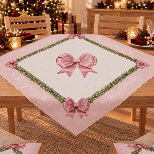 Centrotavola Natalizio per Cucina in Stampa Digitale Fiocco Rosa Piume