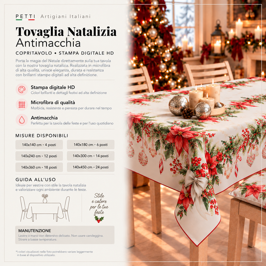 Tovaglia Natalizia, Tovaglia da tavola Antimacchia, Copritavolo da Cucina Ghirlanda Natale