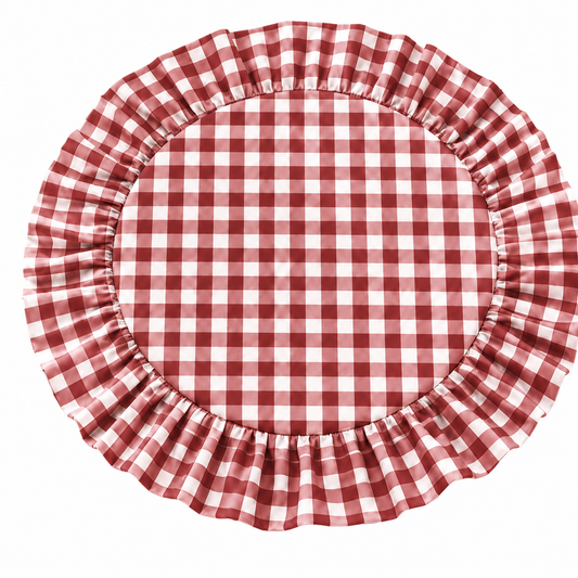 Tovagliette Americane Rotonde con Rouches A Quadretti Bordeaux