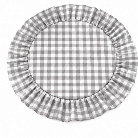 Tovagliette Americane Rotonde con Rouches A Quadretti Grigio Scuro