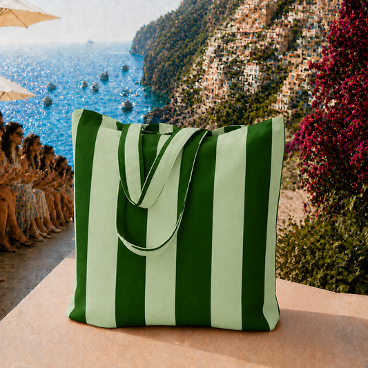 Collezione Mare in Stampa Digitale Righe Verde Scuro/Salvia