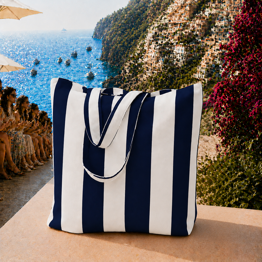 Collezione Mare in Stampa Digitale Righe Bianco/Blu Notte