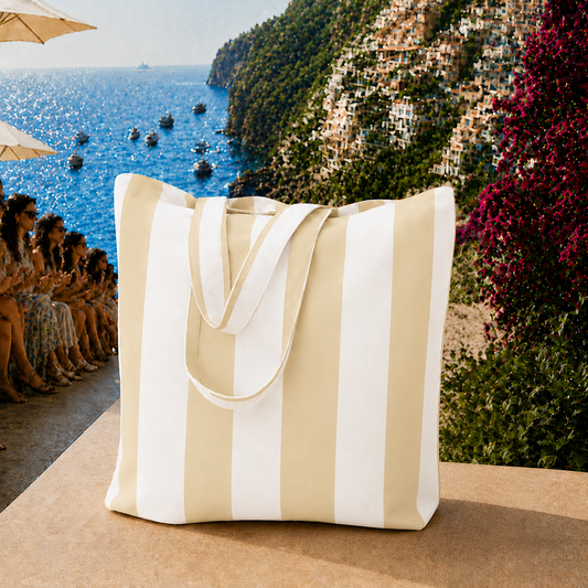 Collezione Mare in Stampa Digitale Righe Bianco/Beige