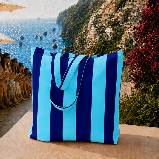 Collezione Mare in Stampa Digitale Righe Celeste/Blu Elettrico