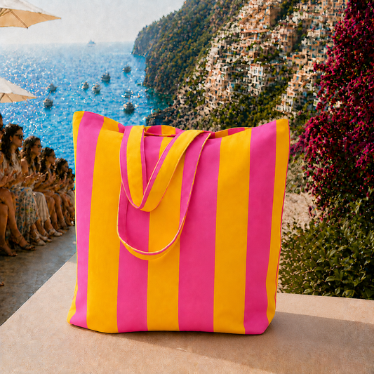 Collezione Mare in Stampa Digitale Righe Arancione_Fucsia