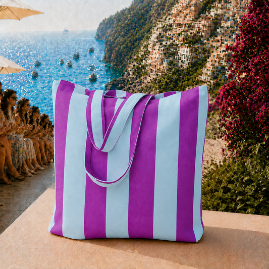Collezione Mare in Stampa Digitale Righe Viola/Celeste