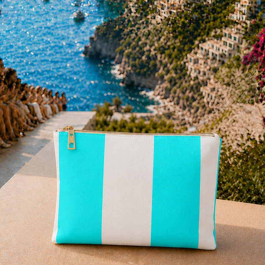 Collezione Mare in Stampa Digitale Righe Bianco/Tiffany