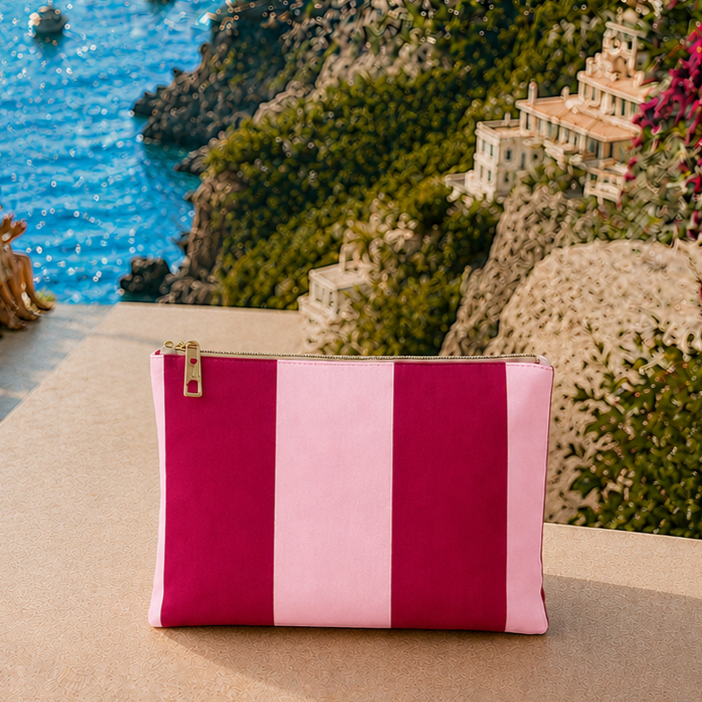 Collezione Mare in Stampa Digitale Righe Rosa/Bordeaux