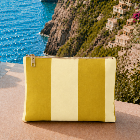 Collezione Mare in Stampa Digitale Righe Giallo Ocra/Panna