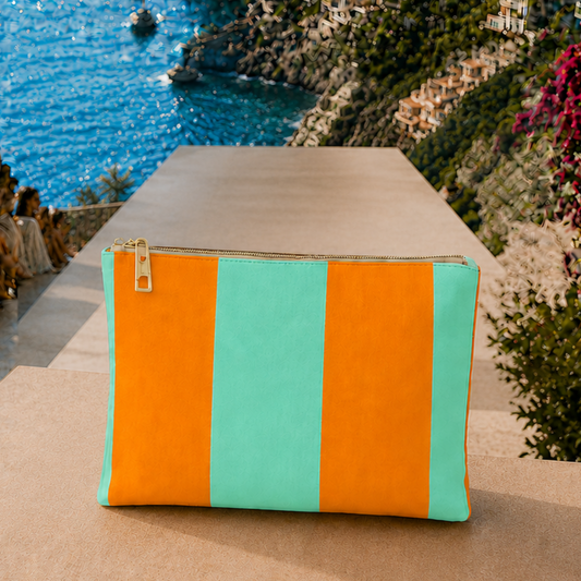 Collezione Mare in Stampa Digitale Righe Arancione/Tiffany