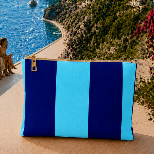 Collezione Mare in Stampa Digitale Righe Celeste/Blu Elettrico