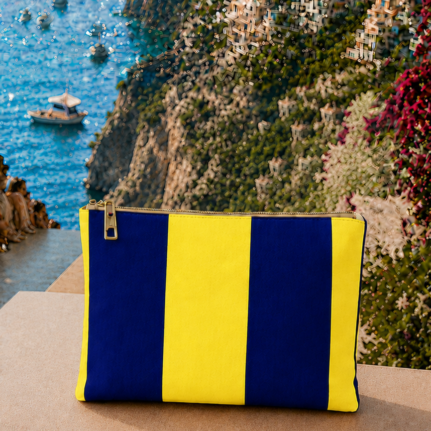 Collezione Mare in Stampa Digitale Righe Giallo/Blu Elettrico