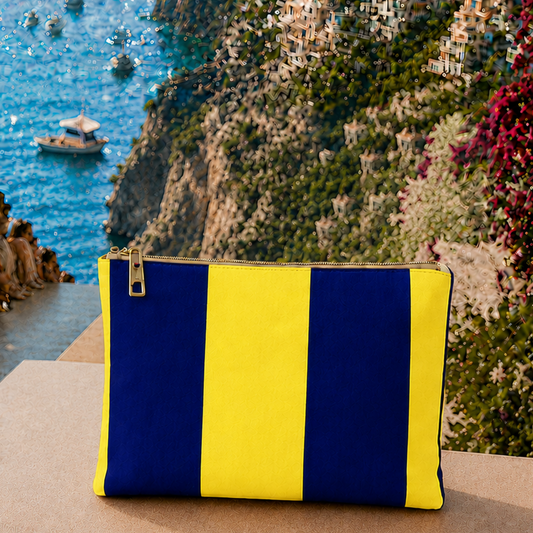Collezione Mare in Stampa Digitale Righe Giallo/Blu Elettrico