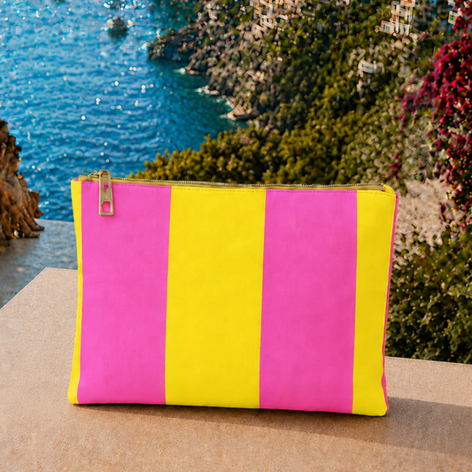 Collezione Mare in Stampa Digitale Righe Giallo_Fucsia