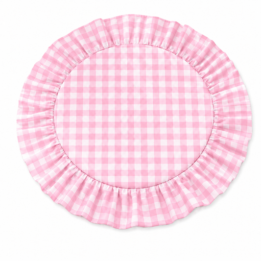 Tovagliette Americane Rotonde con Rouches A Quadretti Rosa
