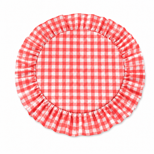 Tovagliette Americane Rotonde con Rouches A Quadretti Rosso