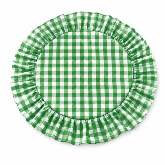 Tovagliette Americane Rotonde con Rouches A Quadretti Verde