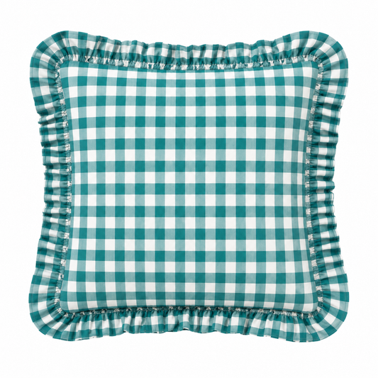 Cuscino Arredo con Rouches A Quadretti Ottanio