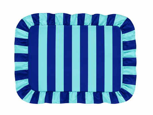 Tovagliette Americane con Rouches Righe Celeste/Blu Elettrico