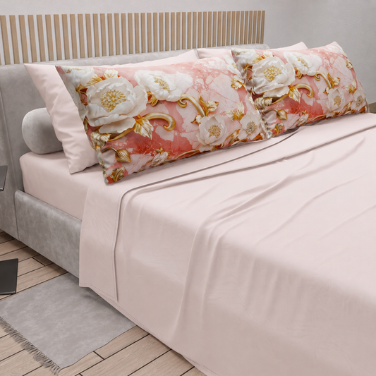 Lenzuola in Cotone, Completo Letto con Federe in Stampa Digitale Floreale 06-11