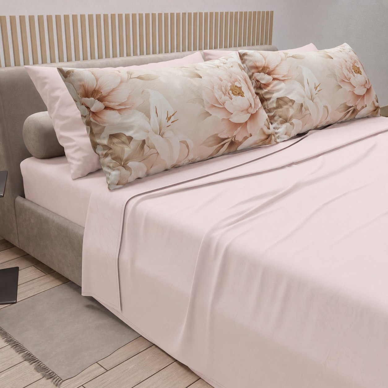 Lenzuola in Cotone, Completo Letto con Federe in Stampa Digitale Floreale F26