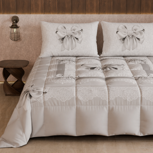 Duvet, Double, Single, Square and Half Quilt, Gray Bow