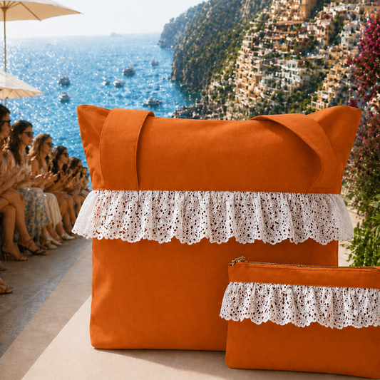 Collezione Mare in Tessuto WaterProof in Pizzo San Gallo Arancione